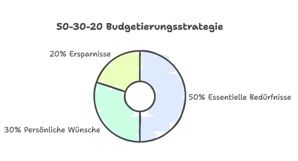 Grafik, die das 50-30-20-Prinzip als Kreisdiagramm zeigt